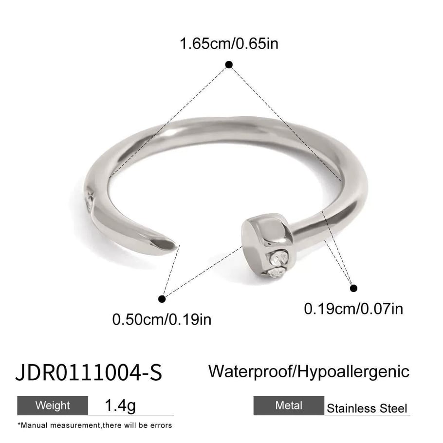 1 Piece Modern Series Classic Annular Nail Stainless Steel Gold Color Women's Single Rings 