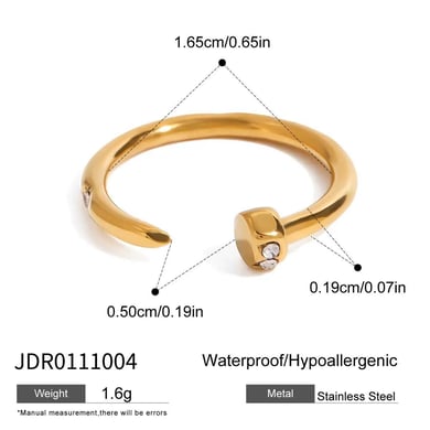 1 Piece Modern Series Classic Annular Nail Stainless Steel Gold Color Women's Single Rings h5 