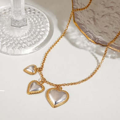 1 Stück romantische Serie süßes Herz Edelstahl Gold Farbe Damen Anhänger Halsketten h5 Bild2