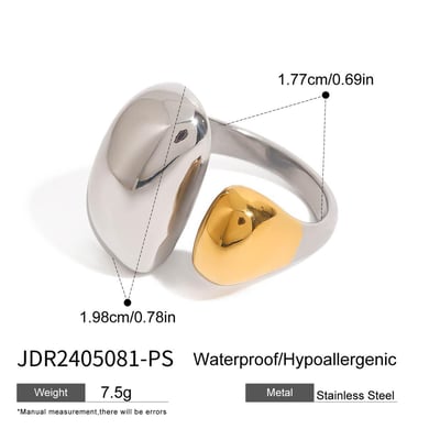 Anillos individuales de acero inoxidable irregulares de color dorado para mujer, serie simple de Europa y América, 1 pieza h5 