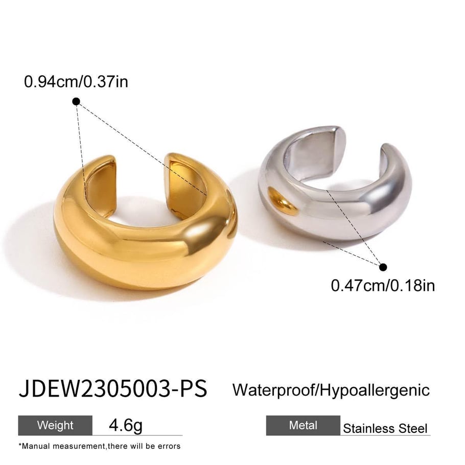 1 Paar ringförmige Ohrclips aus Edelstahl in Goldfarbe für Damen 
