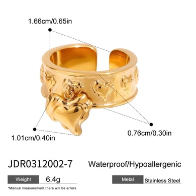 1 Stück Romantische Serie Retro Liebe/Herzform Edelstahl Gold Farbe Damen Einzelringe h5 