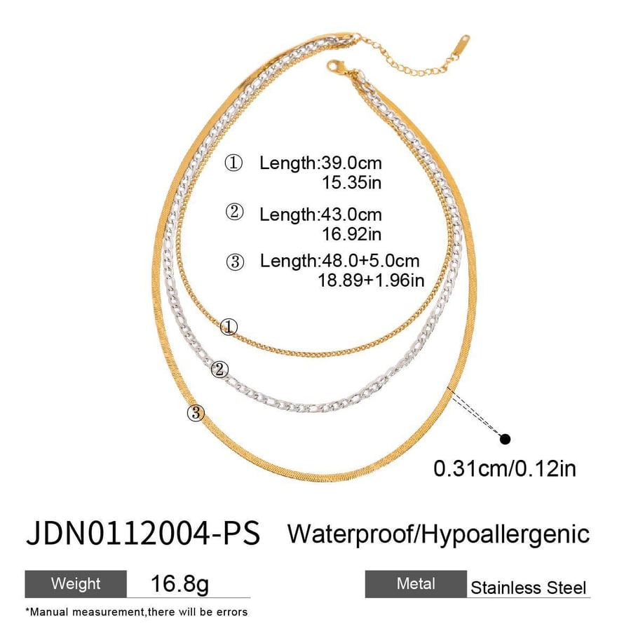 1 Piece Simple Series Charming Style Line Stainless Steel Gold & Silver Color Women's Layered Necklaces 