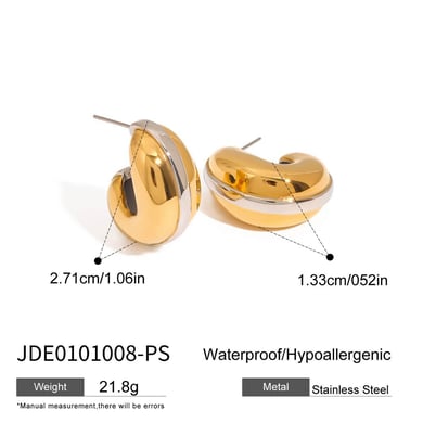 1 par de pendientes de botón de acero inoxidable en color dorado con diseño original de serie simple para mujer h5 