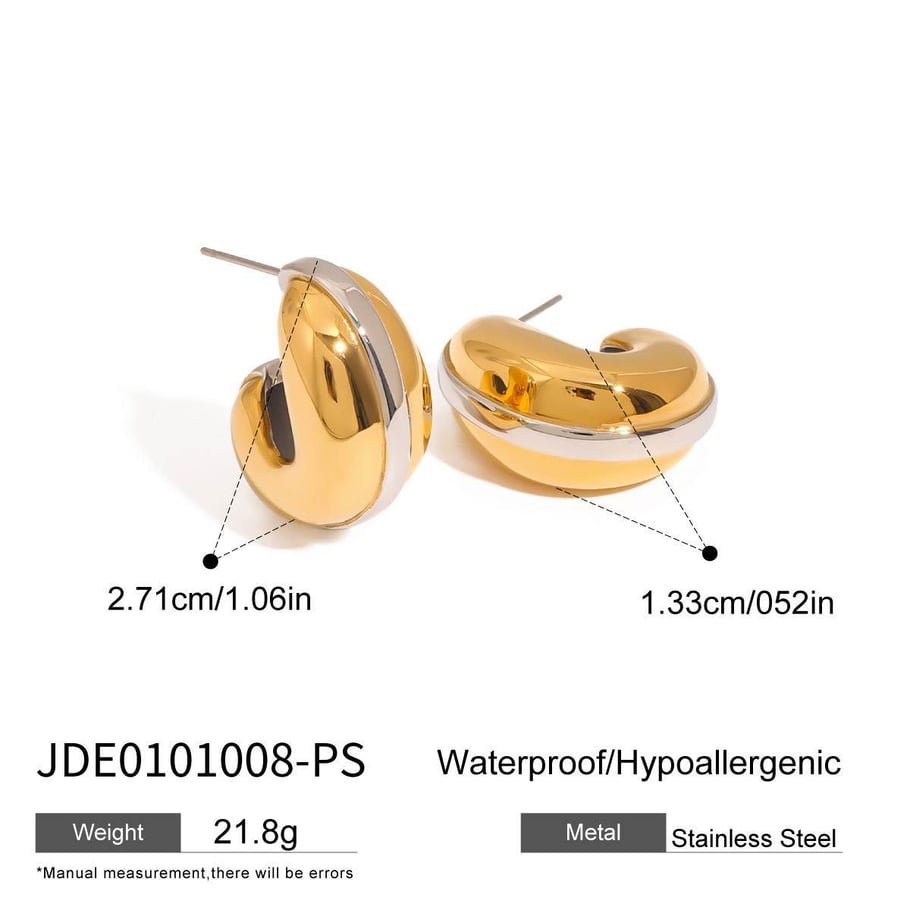 1 par de pendientes de botón de acero inoxidable en color dorado con diseño original de serie simple para mujer 