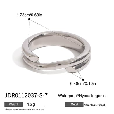 1 Stück Simple Series Klassischer Kreis Edelstahl Goldfarbene Damen-Einzelringe h5 