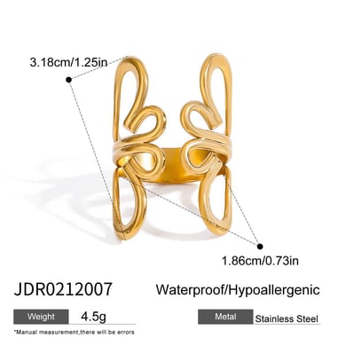 1 Stück Romantische Serie Natürliche Blume Edelstahl Gold Farbe Damen Einzelringe h5 