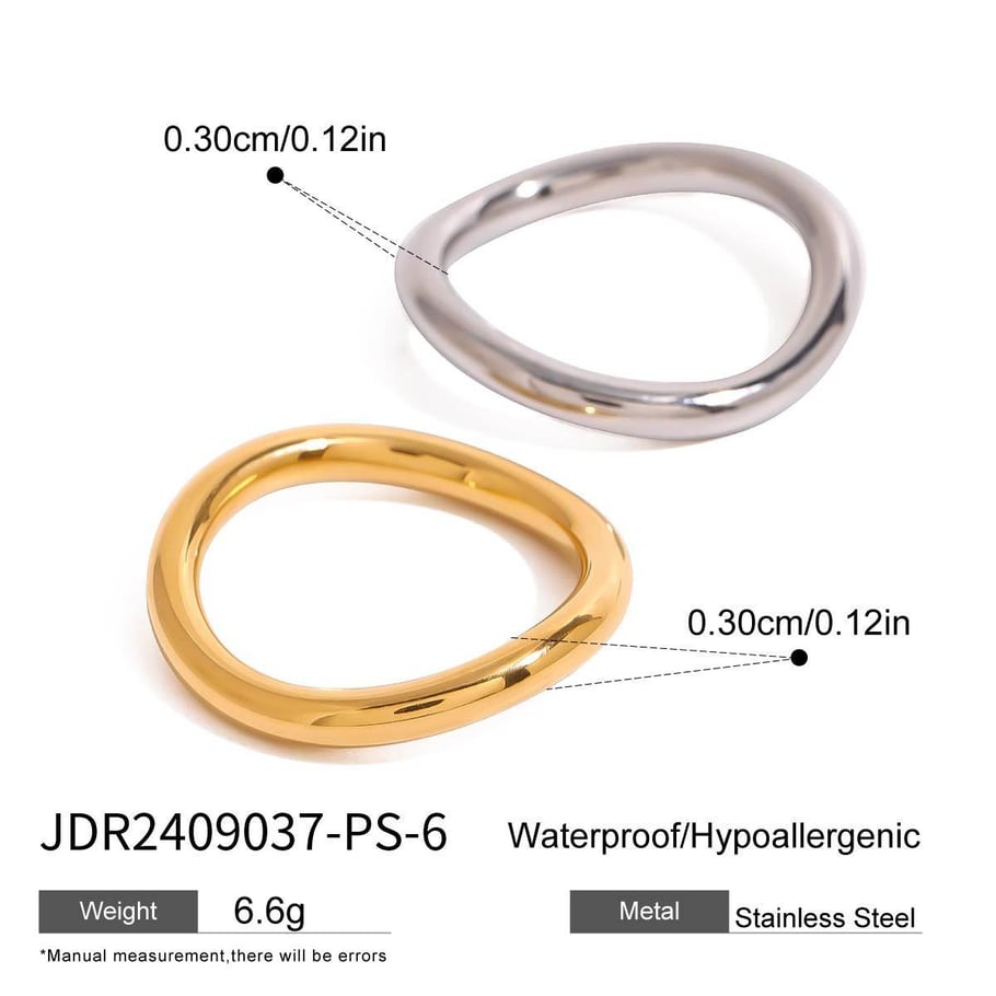 Anillos individuales para mujer de acero inoxidable color dorado, serie simple, estilo Ins, 1 pieza 