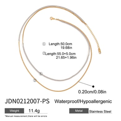 Collar de cadena de acero inoxidable dorado para mujer, serie simple, estilo Europa y América, 1 unidad h5 