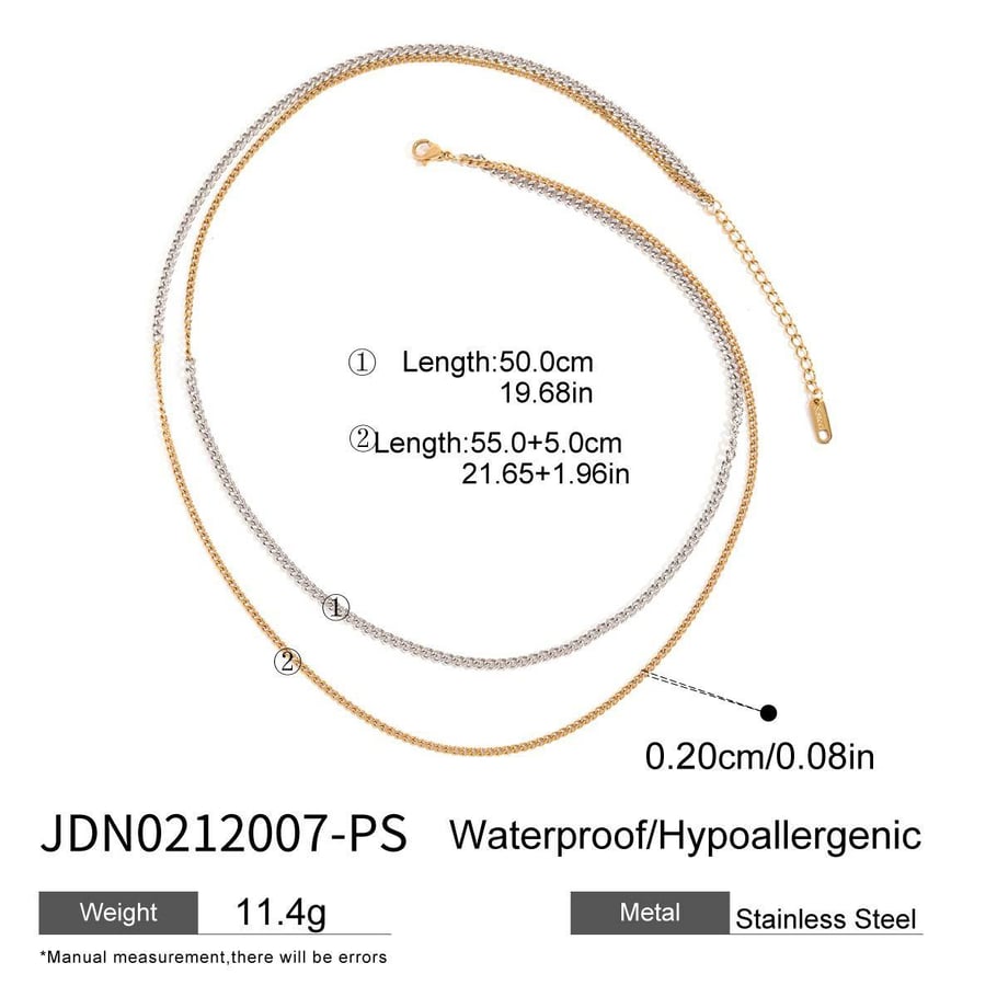Collar de cadena de acero inoxidable dorado para mujer, serie simple, estilo Europa y América, 1 unidad 