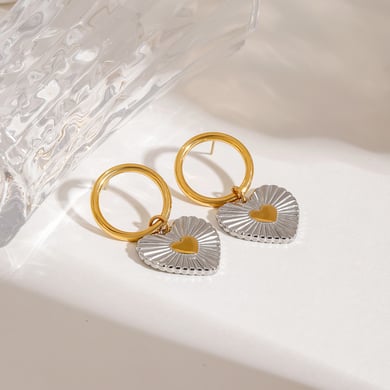 1 Piece Romantic Series Daily Thread Heart Stainless Steel Gold Color Women's Pendant Necklaces h5 Picture2