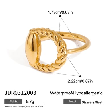 1 Stück Simple Series Europa und Amerika Ringförmige Edelstahl Goldfarbene Damen-Einzelringe h5 