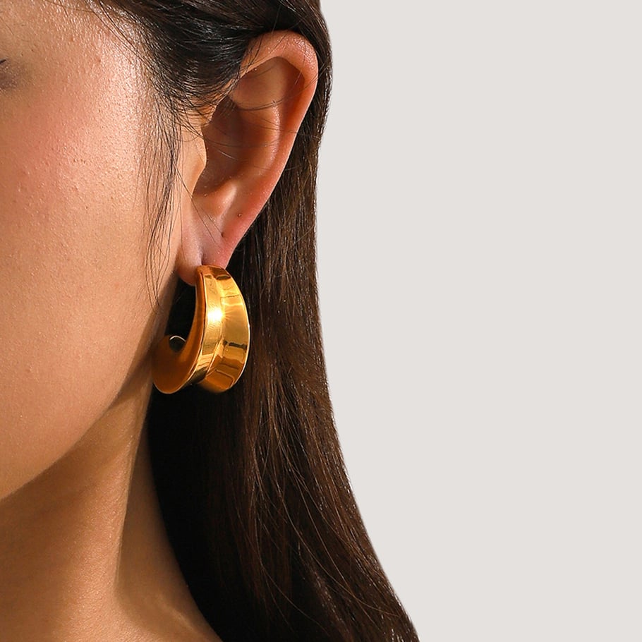 1 Pair Minimalist Series Classic Annular Daily Stainless Steel Gold Color Women's Stud Earrings Picture2