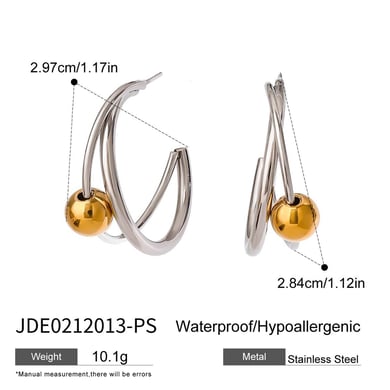 1 Paar einfache Serie Ins Style Ringförmige Creolen aus Edelstahl in Goldfarbe für Damen h5 