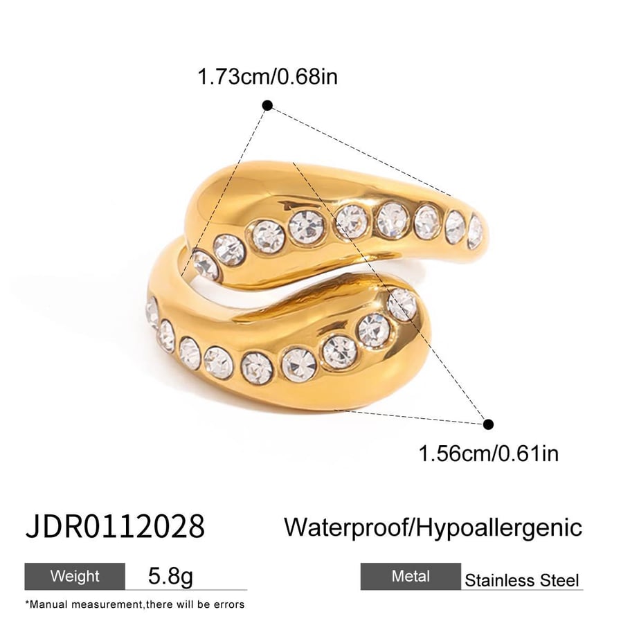 1 Stück Simple Series Europa und Amerika Droplet Edelstahl Gold Farbe Damen Einzelringe 