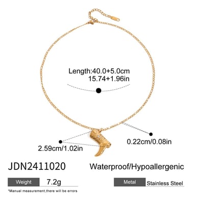 1 Piece Stylish Series Classic Solid Color Boot Stainless Steel Gold Color Women's Pendant Necklaces h5 