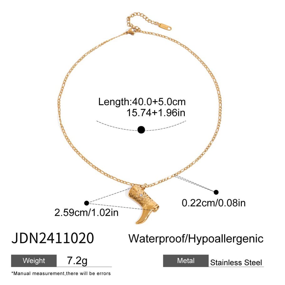 1 Piece Stylish Series Classic Solid Color Boot Stainless Steel Gold Color Women's Pendant Necklaces 
