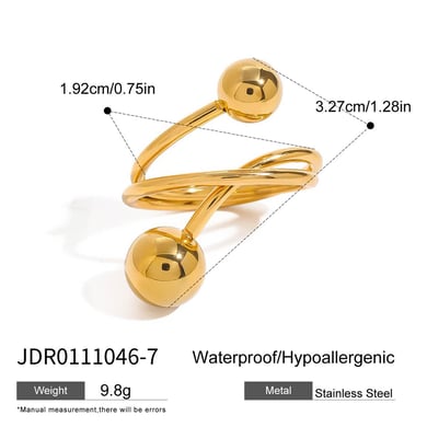 Anillos individuales de acero inoxidable dorados para mujer, serie simple, línea Europa y América, 1 pieza h5 