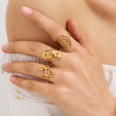 1 Stück Simple Series Europa und Amerika Spirale Edelstahl Gold Farbe Damen verstellbare Ringe h5 Bild2