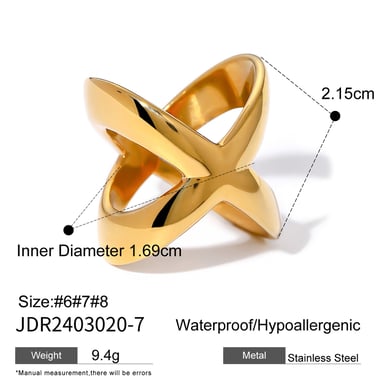 1 Stück Simple Series Europa und Amerika Massivfarbe Edelstahl Gold Farbe Damen Einzelringe h5 