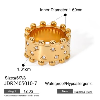 1 brazalete de acero inoxidable dorado con pentagrama retro de lujo para mujer. h5 