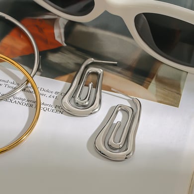 1 Pair Minimalist Series Retro Chic Spiral Shape Stainless Steel Gold Color Women's Stud Earrings h5 Picture2