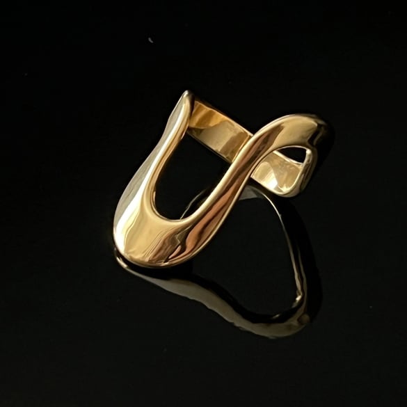 Anillos individuales de mujer de acero inoxidable color dorado con forma de línea irregular de serie minimalista de 1 pieza 2