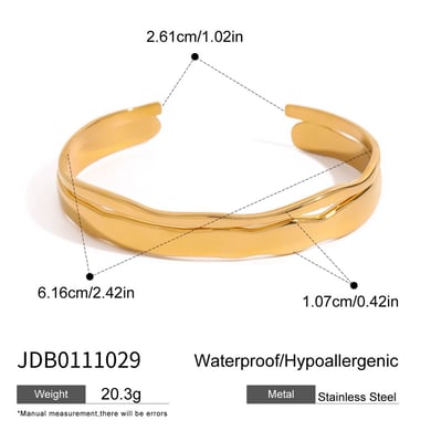 1 Stück Simple Series Europa und Amerika Ringförmige Edelstahl Goldfarbene Damenarmreifen h5 