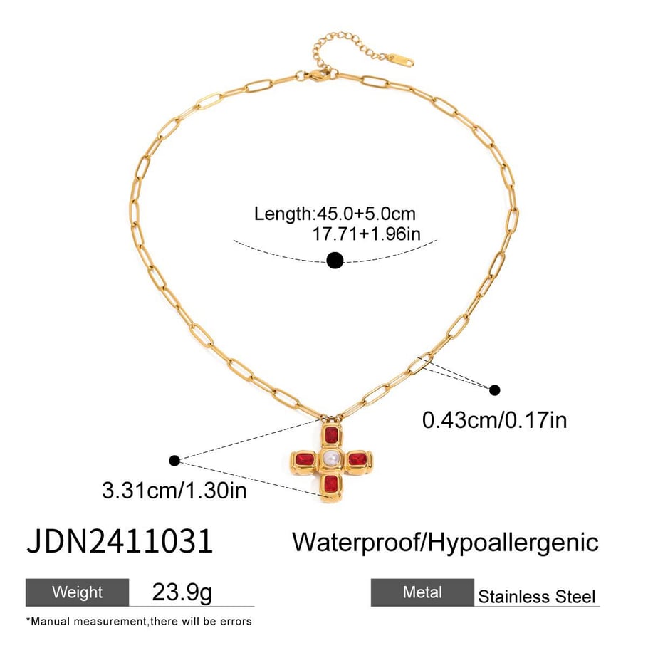1 Stück Luxuriöse Serie Europa und Amerika Kreuz Edelstahl Gold Farbe Damen Anhänger Halsketten 