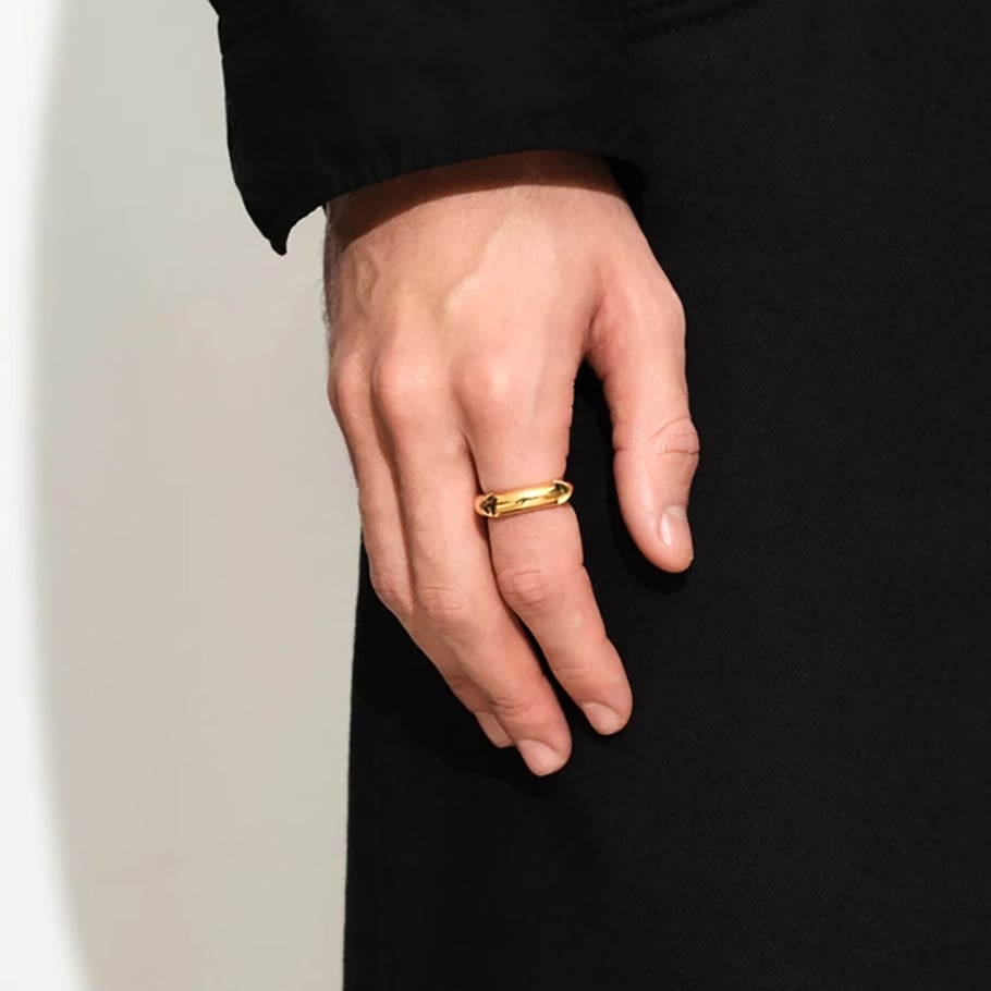 Anillos individuales de acero inoxidable dorados para mujer, serie simple, Europa y América, 1 pieza Imagen2