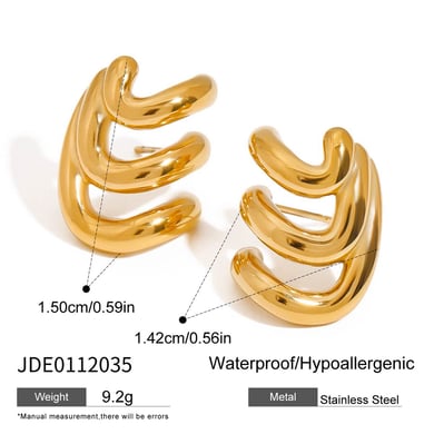 1 Pair Designable Series Minimalist Annular Line Stainless Steel Gold Color Women's Stud Earrings h5 