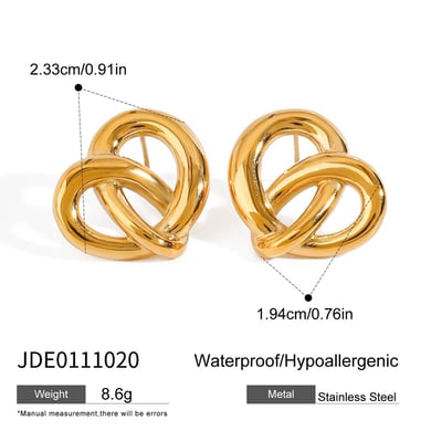 1 par de pendientes de botón de acero inoxidable dorados con forma de corazón y amor de Europa y América para mujer h5 