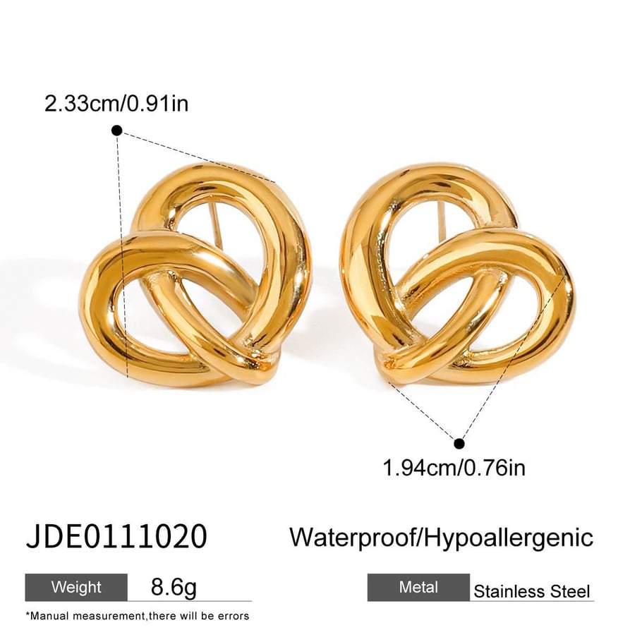 1 par de pendientes de botón de acero inoxidable dorados con forma de corazón y amor de Europa y América para mujer 