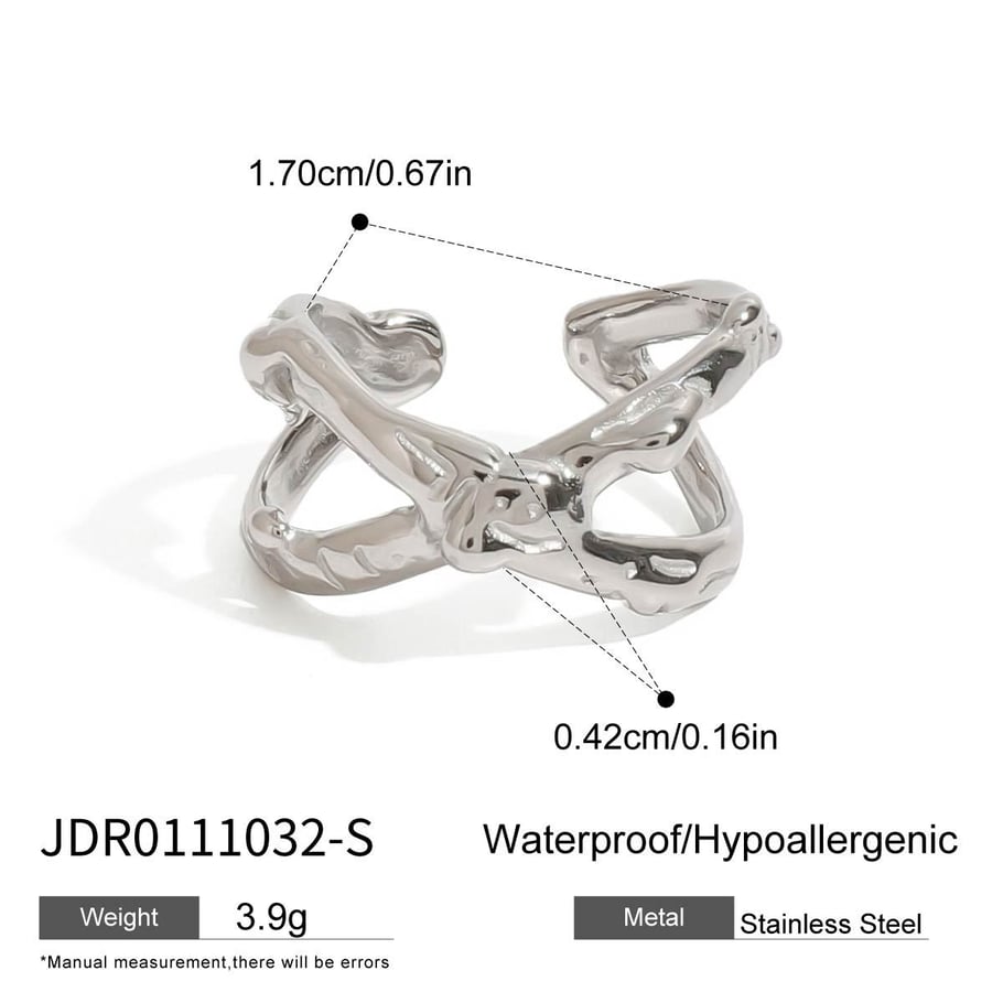Anillos ajustables para mujer de acero inoxidable color dorado, serie simple, línea Europa y América, 1 pieza 