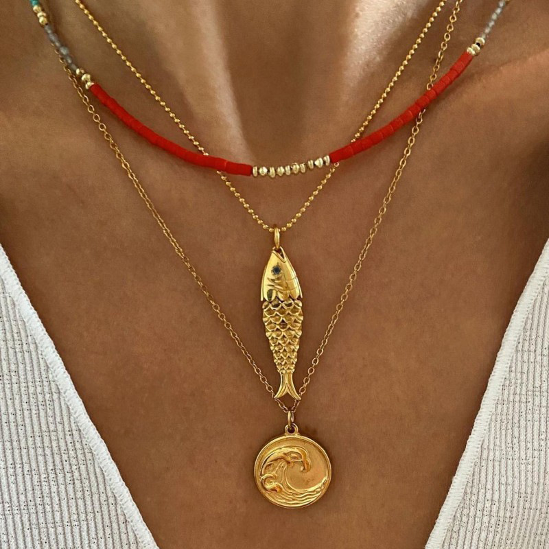 1 Stück Simple Series Europa und Amerika Schildkröte Edelstahl Gold Farbe Damen Anhänger Halsketten Bild2