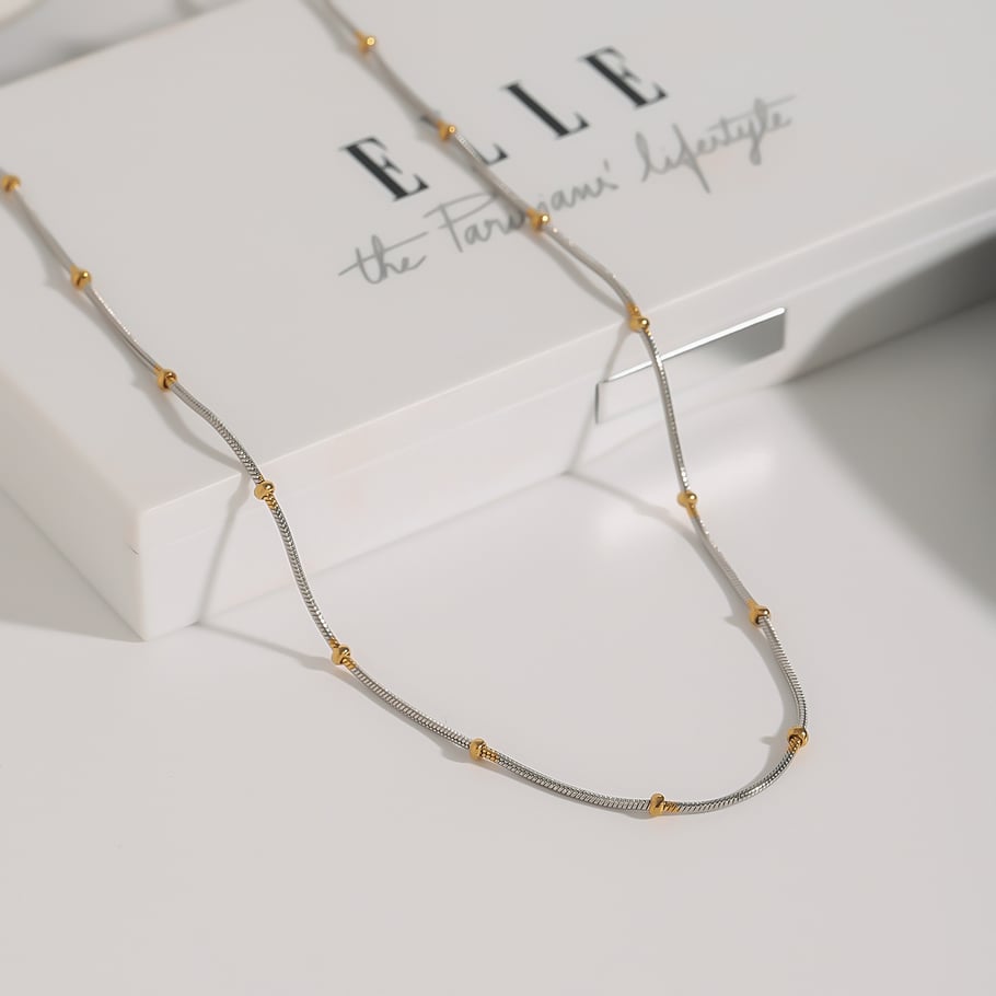 1 Stück Simple Series Europa und Amerika Linie Edelstahl Gold Farbe Damen Kette Halsketten Bild2