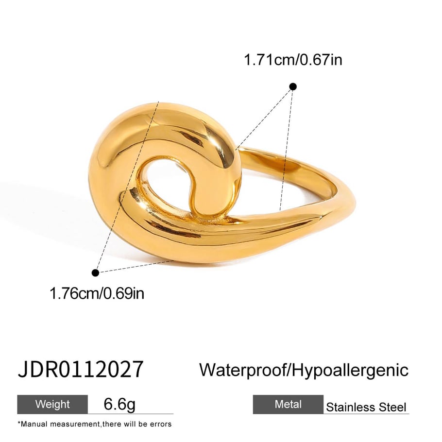 Anillos individuales de acero inoxidable dorados para mujer, serie simple, estilo europeo y americano, 1 unidad 