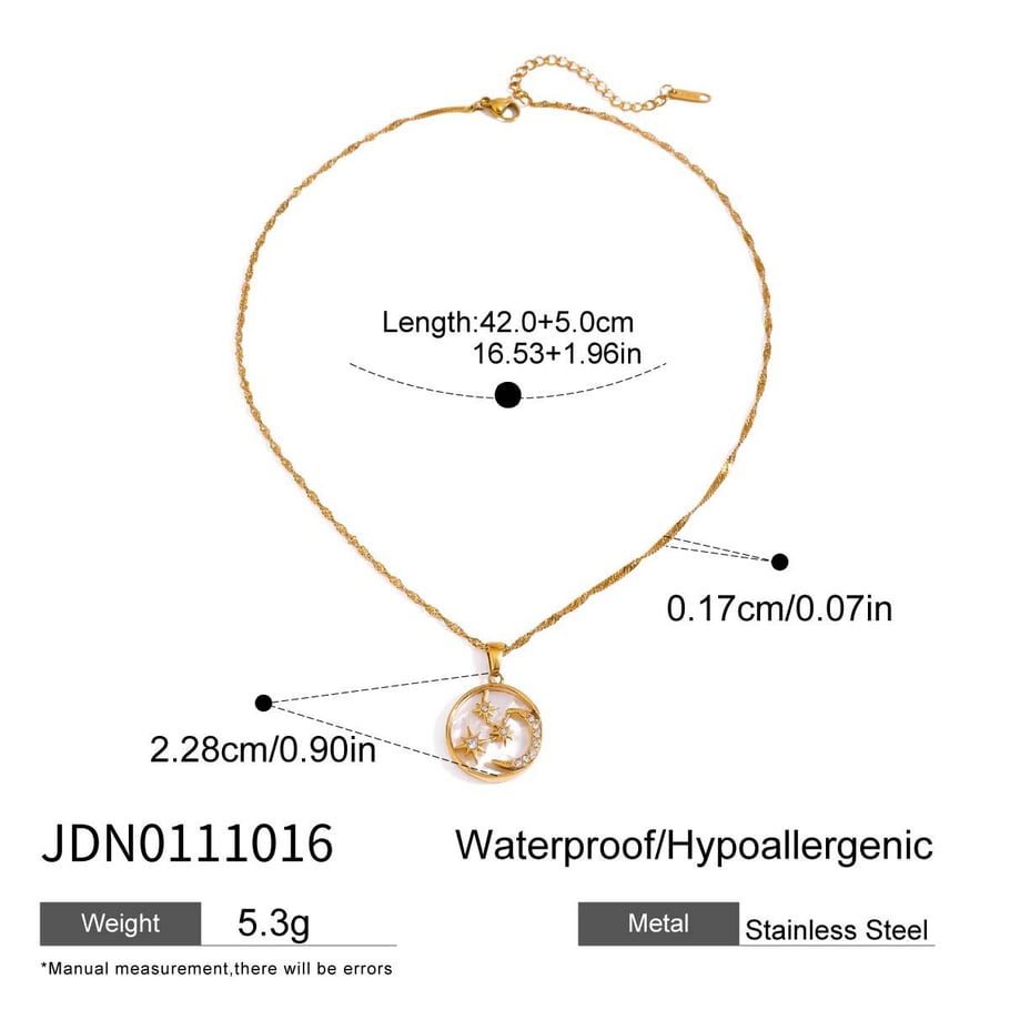 Collar con colgante de acero inoxidable dorado para mujer, serie lujosa de Europa y América, con lunas. 