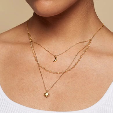 1 Stück Luxuriöse Serie Ins Style Star Edelstahl Gold Farbe Damen Layered Halsketten h5 Bild2