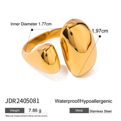 1 stück simple series  unregelmäßiger edelstahl goldfarbener damen-einzelring h5 