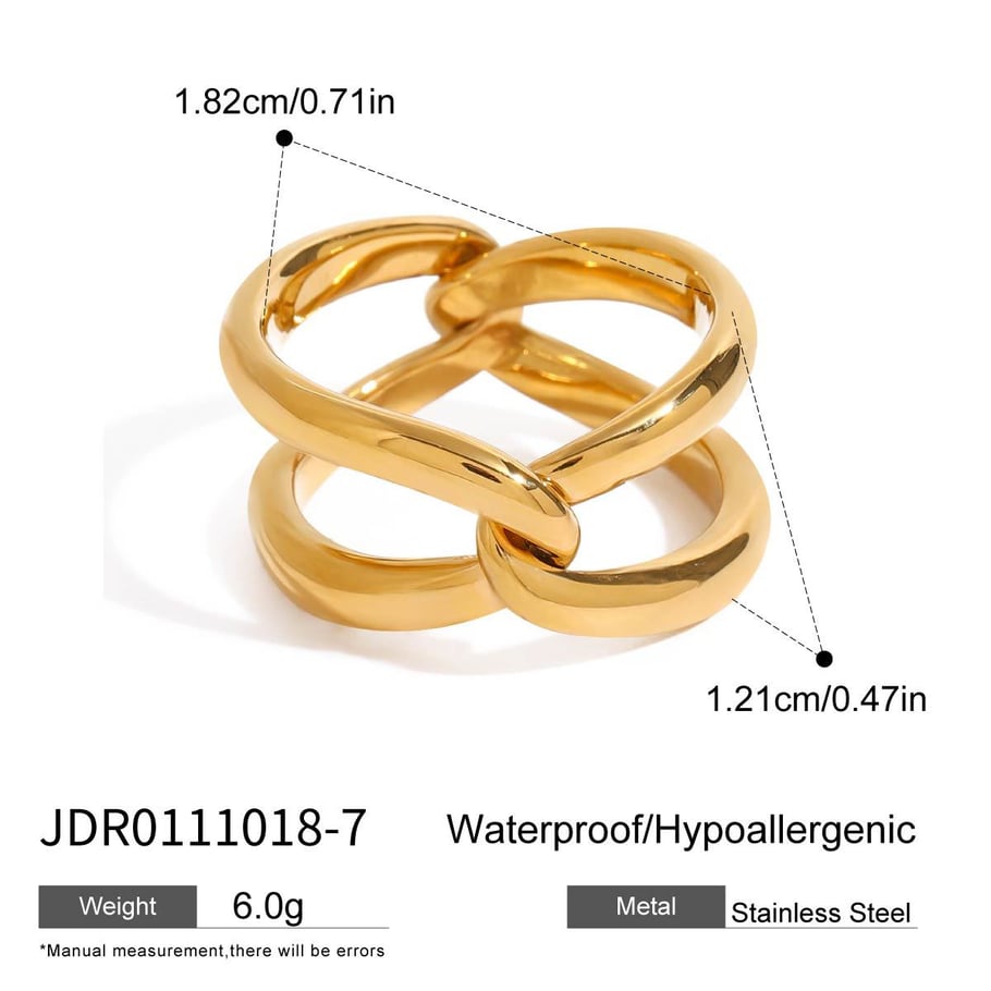 1 Stück Simple Series Europa und Amerika Twist Edelstahl Gold Farbe Damen Einzelringe 