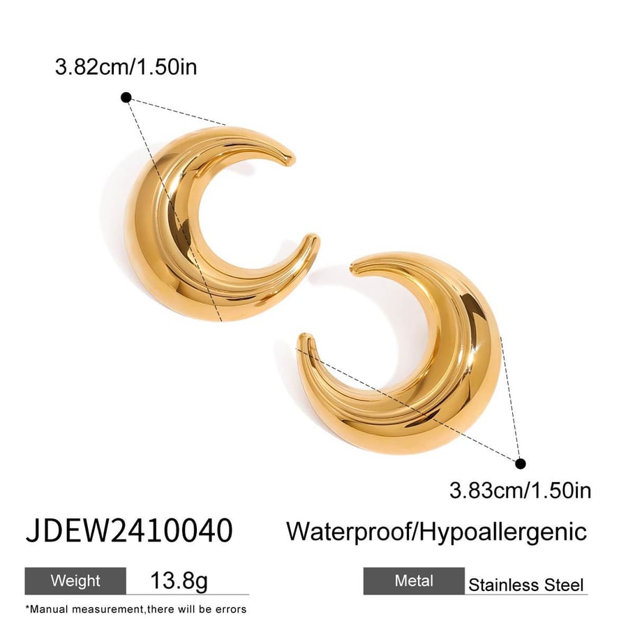 1 Paar Simple Series Europa und Amerika Mond Edelstahl Gold Farbe Damen Ohrstecker 