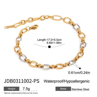 1 Piece Simple Series Streamline Round Stainless Steel Gold & Silver Color Women's Chain Bracelets h5 