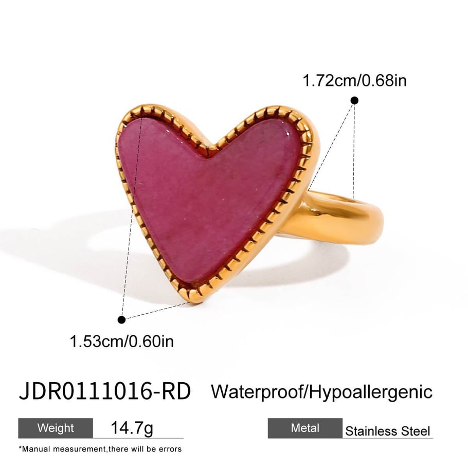 Anillos ajustables de acero inoxidable dorados para mujer, serie romántica de Europa y América, con forma de corazón/amor. 