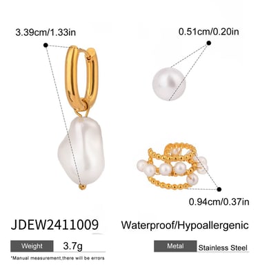 1 Pair Classic Series Exquisite Irregular Shape Stainless Steel Gold Color Women's Earrings Set h5 