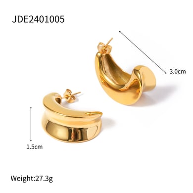 1 Pair Minimalist Series Classic Annular Daily Stainless Steel Gold Color Women's Stud Earrings h5 