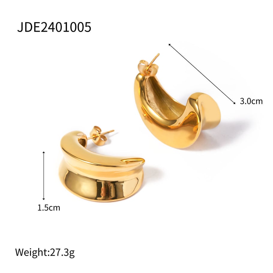 1 Pair Minimalist Series Classic Annular Daily Stainless Steel Gold Color Women's Stud Earrings 