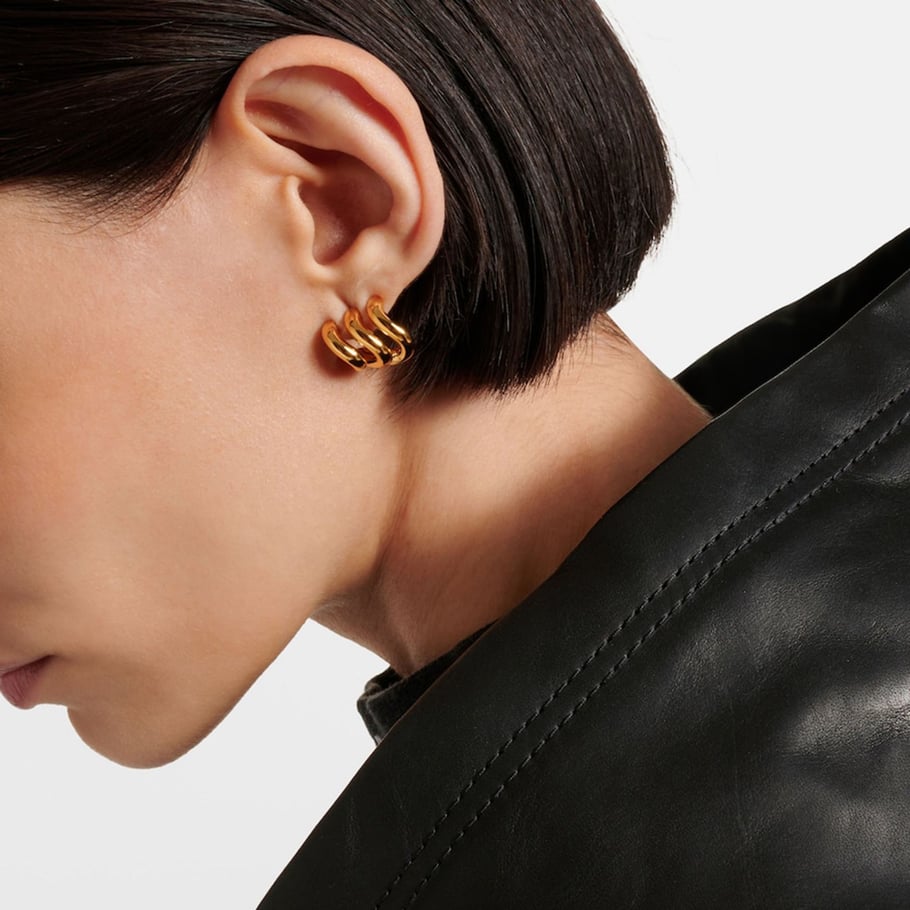 1 Pair Designable Series Minimalist Annular Line Stainless Steel Gold Color Women's Stud Earrings Picture2