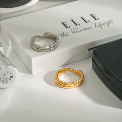 Anillos individuales para mujer de acero inoxidable color dorado con círculo clásico de serie simple de 1 pieza h5 Imagen2