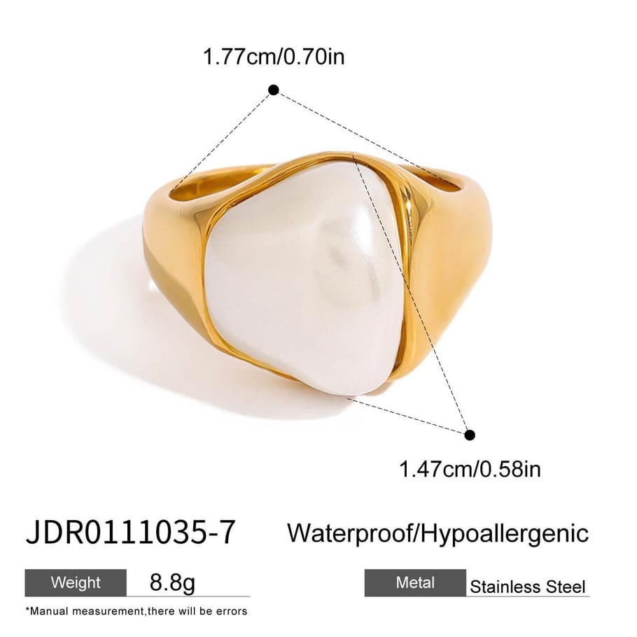 Anillos individuales de acero inoxidable irregulares de color dorado para mujer, serie clásica de Europa y América, 1 pieza 